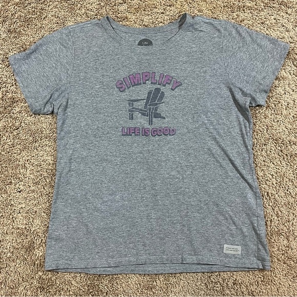 Life is‎ Good “Simplify” Beach Chair Shirt Women’s Classic Fit Size Large Tee - Picture 9 of 9